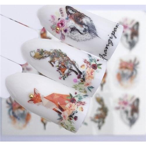 Stickers for Nails Water Decals Wolf Nail Sticker Slider Art design Decoration Manicure Foil Adhesive Wraps Pegatinas Polish