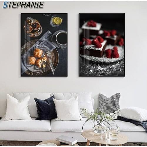 Nordic High Tea Canvas Painting Modern Wall Art Decor for Restaurant Cafe Dining Room Delicious Dessert Wall Posters Print Decor