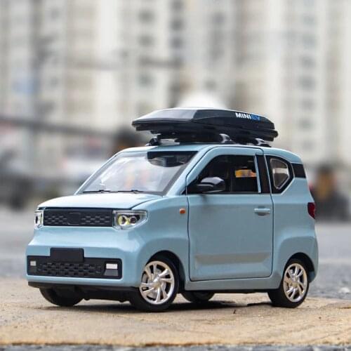 New 1:24 Diecast Alloy Car Model Miniature WULING MINI EV Metal Vehicle Collection Decoration Boys Gifts for Children Cute Toys