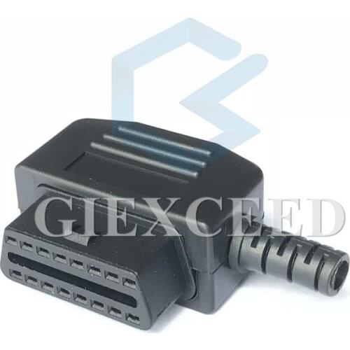 OBD II OBD2 L Type 16 Pin Male Auto Car Connector Cable Wire Sockets Connector Plug With Shell and Screw
