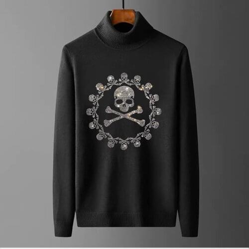Personality Brand Knitting Young Youth Mens New European Turtleneck Sweater Pullover Slim Cashmere Sweatshirt