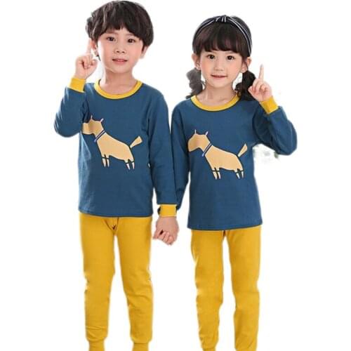 Baby Boys Girls Pajamas Sets Cotton Boys Sleepwear Suit Four Season Kids Homewear Long Sleeve Pajamas Tops+ Pants 2pcs Children