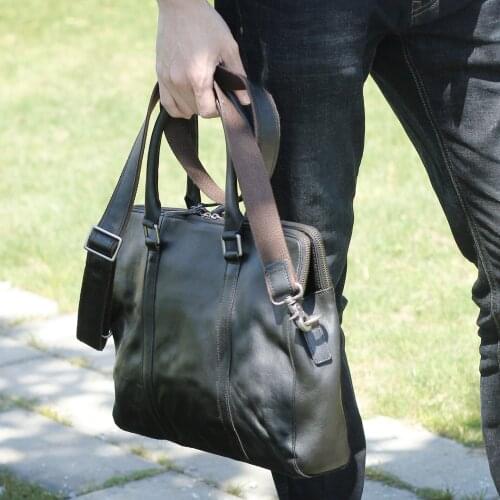 Genuine Leather Men Bag Casual Business Man Shoulder Crossbody Bags Cowhide Large Capacity Top Layer Leather Briefcase Bag