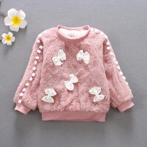 Pink Girls Winter Sweater Child Long Sleeve Clothes Kids Winter Sweater for Girls Children Fashion Bow Sweater Coat Clothes Tops