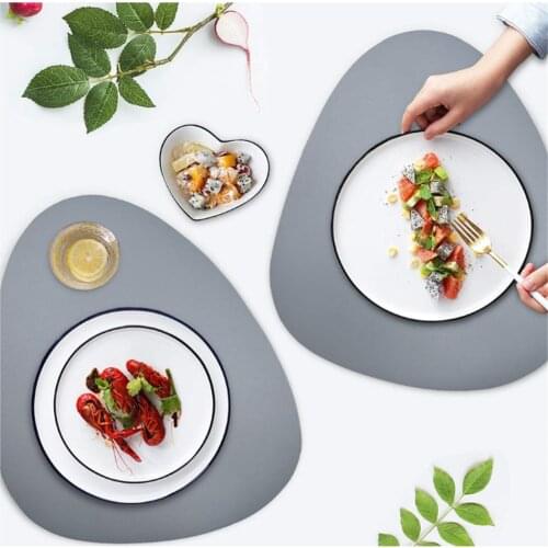 Chic Tableware Pad Placemat PU Leather Table Mat Heat Insulation Non-Slip Simple Placemats Disc Khaki Black Bowl Coaster Kitchen
