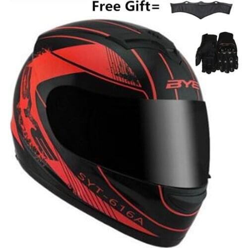 Hot Sale BYE Motorcycle Helmet full Moto Helmet With Inner Sun Visor Safety Lens Racing Full Face Helmets S 55cm to 56cm