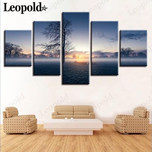 Nordic Sunrise Landscape Canvas Poster Lake Tree Shadow Scenery Painting HD Print Wall Art Modern Home Decoration Accessories