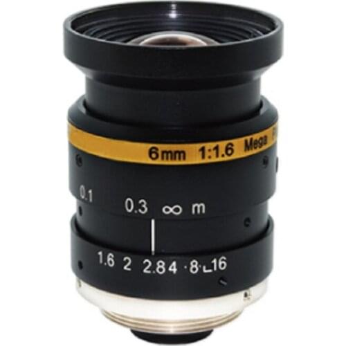 Smart security MV lens 6mm low distortion C Mount Machine Vision fixed focus F1.6 1/1.8 inch megapixel c mount lens CCTV LENS