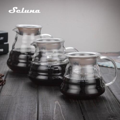 V60 Pour Over Glass Range Coffee Server 360ml 600ml 800ml Carafe Drip Coffee Pot Coffee Kettle Brewer Barista Percolator Clear