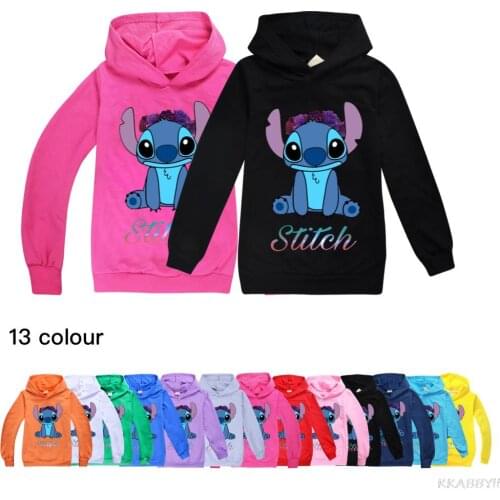 Disney Stitch Boys Girls Hoodies Coats Autumn Cotton Sweatshirt Full Sleeve Clothes Cartoon Jackets