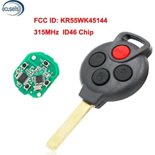 Smart Remote Key 3+1 Button 315MHZ ID46 Chip for Mercedes-Benz Smart 2005-2015 FCC ID: KR55WK45144