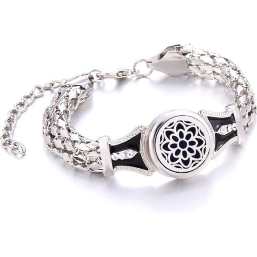 12 Style Vintage Aromatherapy Bracelet Essential Oil Diffuser Aroma Perfume Locket Stainless Steel Adjustable Bangle Chain