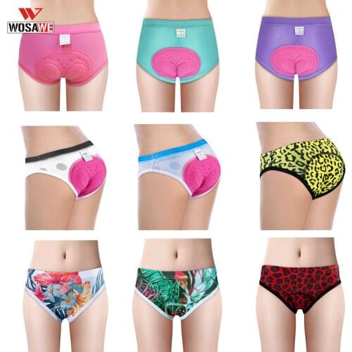 WOSAWE Womens Cycling Underwear 3D Gel Padded Breathable Bicycle MTB Shorts Riding Downhill Shorts Triangle Underpant Spinning