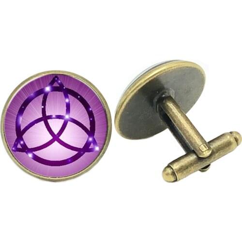Hot/Jewelry Cufflinks Purple Witchcraft Pattern Creative Glass Convex Mens Cufflinks Gift High-grade French Shirt Sleeves Nails