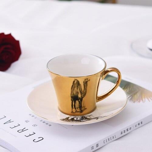 Reflection Mirror Coffee Mugs Ceramic Tea Cups And Saucers Creative Drinkware