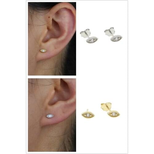 2 Colors 100% 925 Sterling Silver Cute Stud Earrings Evil Eyes Dainty Jewelry For Women Wedding Gift 2021 Unique Style