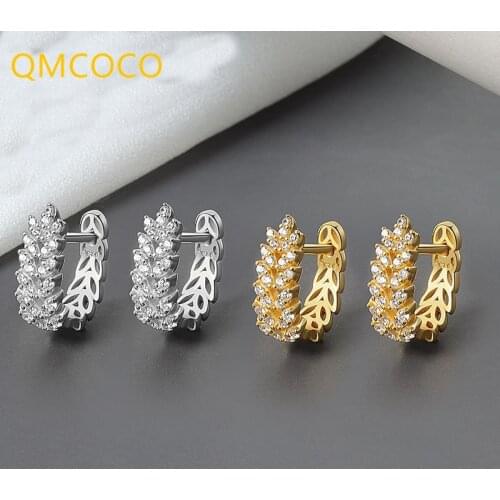 QMCOCO Design 925 Silver Leaves Earrings For Women French Exquisite Elegant Women Girls Geometric Ear Jewelry