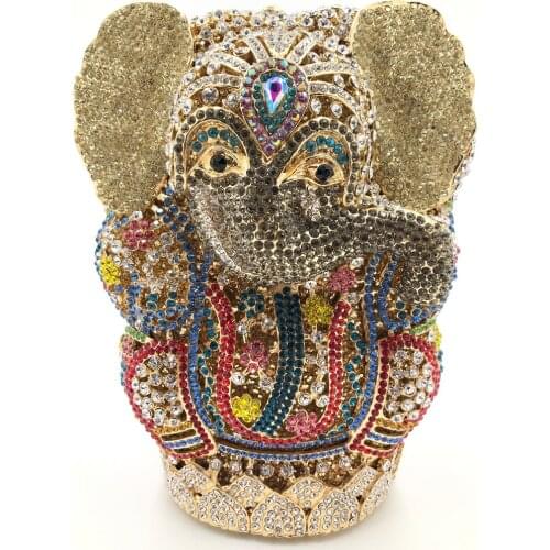Bee In Fly 3D Thai Buddhism Elephant Crystal Women Evening Clutch Bags Wedding Formal Dinner Handbags and Purses Party Bag