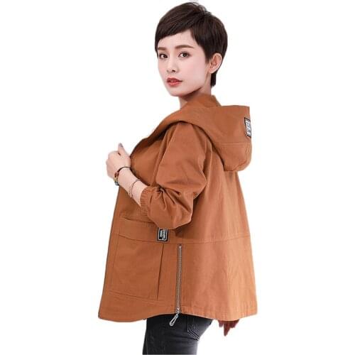 New Autumn Winter Women Trench Coat Loose Hooded Short Outerwear Mother Costume Plus Size 5XL Cotton Windbreaker Female Coats