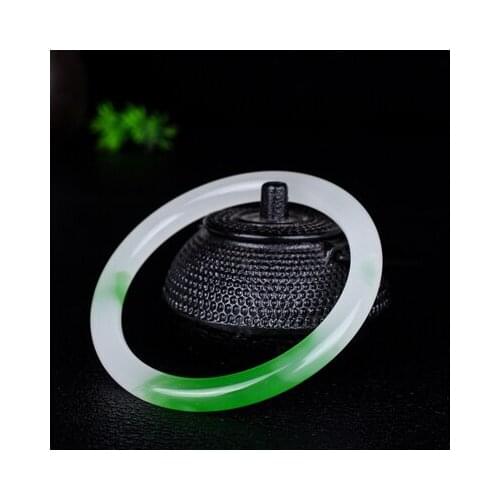 Zheru Jewelry Natural Burmese Jade Light 54-64mm Two-tone Bracelet Elegant Princess Jewelry Best Gift for Mother and Girlfriend