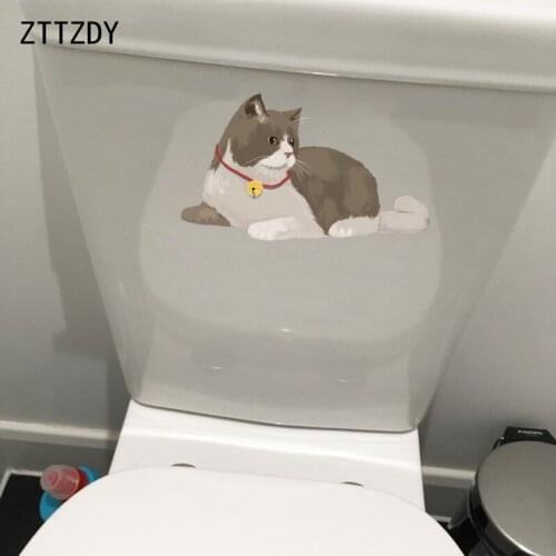 ZTTZDY 21.7*12.7CM Catamount Wall Sticker Cat Toilet Decal Living Room Home Art Decoration T3-0128