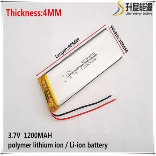 1pcs [SD] 3.7V,1200mAH,[403080] Polymer lithium ion / Li-ion battery for TOY,POWER BANK,GPS,mp3,mp4,cell phone,speaker