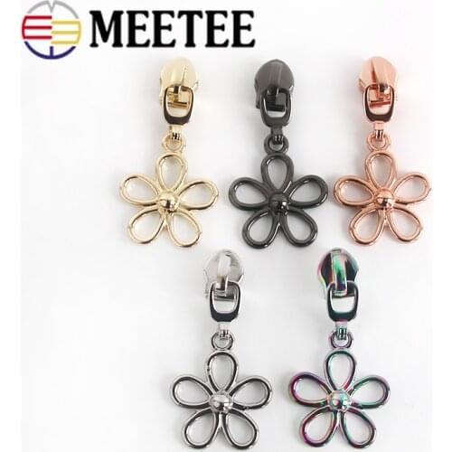 10pcs Meetee 5# Zipper Silder Metal Puller Head for Nylon Zips Jacket Bag Zippers Repair Kits DIY Garment Sewing Accessories