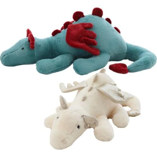 Flying Dragon Green White Cute Fluffy Dragon with Wings Life-like Pterosauria Pillow Boy Soft Plush Doll Toy