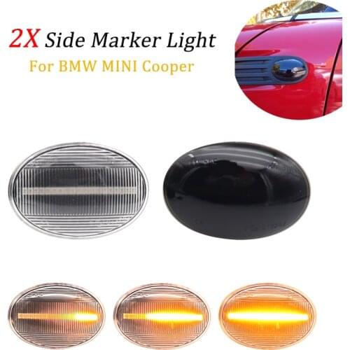2pcs12V Car Flowing Side Repeater Lamp Dynamic LED Side Marker Light Indicator For BMW MINI Cooper R55 R56 R57 R58 R59 2007-2013