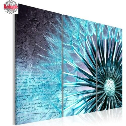 3 Pcs Beautiful floral series Dandelion Landscape diy Diamond Painting mosaic diamond embroidery full square round drills picture rhinestones diamond cross stitch kits ,wall art decoration