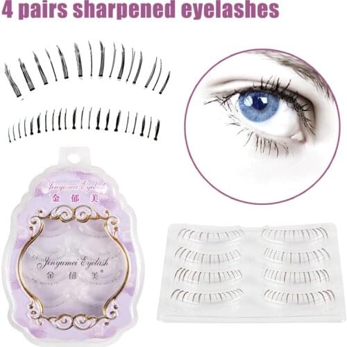4 Pairs Natural Makeup False Eyealshes Handmade 3D Natural Under Lashes False Eyelashes Lower Bottom Eyelashes Extension