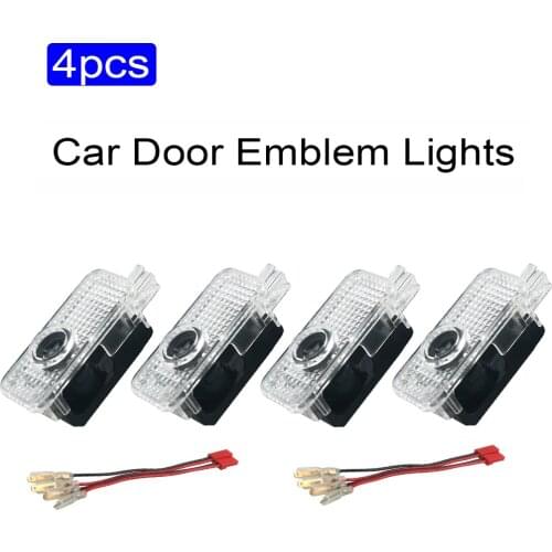 4Pcs Auto Decorative Luces Led Logo Emblem Projector Lamps Lights Fit For Passat B5 B5.5 Phaeton Touareg 2003 - 2010 Car Stuff