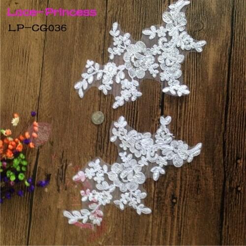 5 pairs 21cm*15cm LP-CG036 DIY lace wedding dress applique accessories bridal headdres white lace collar lace fabric patch