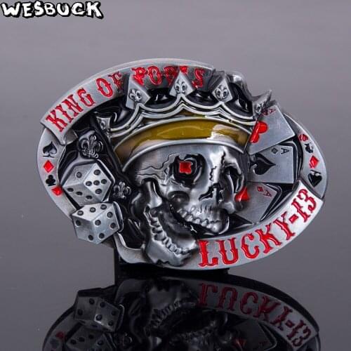 5 PCS MOQ WesBuck Brand Metal Belt Buckles for Man Unisex Western Buckles Cowboys Buckle Causal Skull Gamble