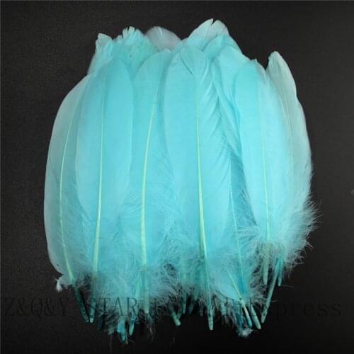 50-200 natural goose feathers 15-20CM dyed light sky blue DIY craft jewelry clothing feathers
