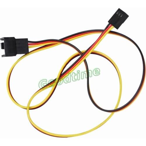 50pcs/lot Gdstime Black 60cm 3 Pin Male to 3Pin Female Connector Power Extension Cable 600mm For PC Computer Cooling Fan