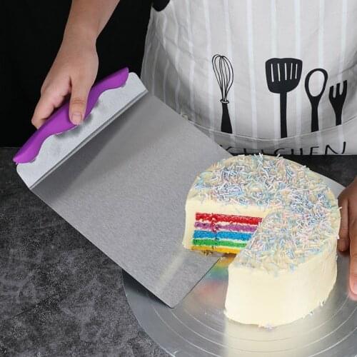Large Cake Transfer Spatula Stainless Steel Cake Scraper Pastry Cutters Scraper Smooth Cream Spatula Baking Cake Decoration Tool