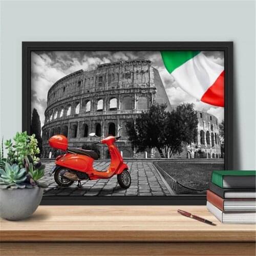 Huacan 5D DIY Diamond Painting Italian Flag Full Square Diamond Embroidery Stitch Rhinestone Picture Round Drill Home Decor