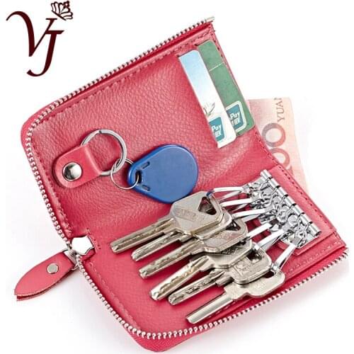Female Car Keys Purses Leather Zipper Holder Women Coin Purses Housekeeper Keychain Cover lady Key Case Bag Pouch Purse