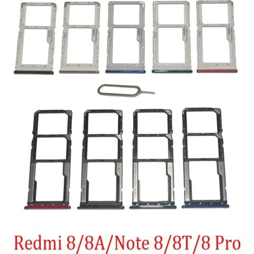 Phone SIM SD Card Trays For Xiaomi Redmi 8 8A Note 8 Por 8T Original Phone SIM Chip Card Slot Holder Drawer Part + Pin