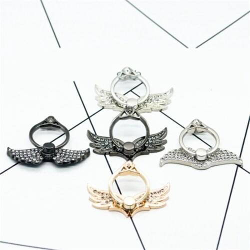 UVR 360 Degree Metal Finger Ring Wing Diamond Smartphone Stand Holder Mobile Phone Holder Stand For iPhone Xiaomi All Phone