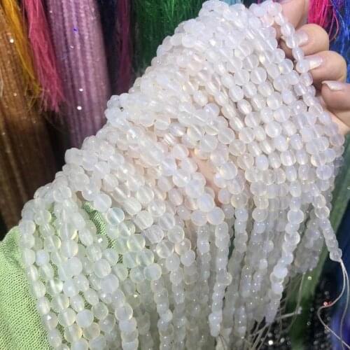 Natural Stone Beads Oblate White Agates Faceted for Jewelry Making Necklace Bracelet Earrings Size 6mm