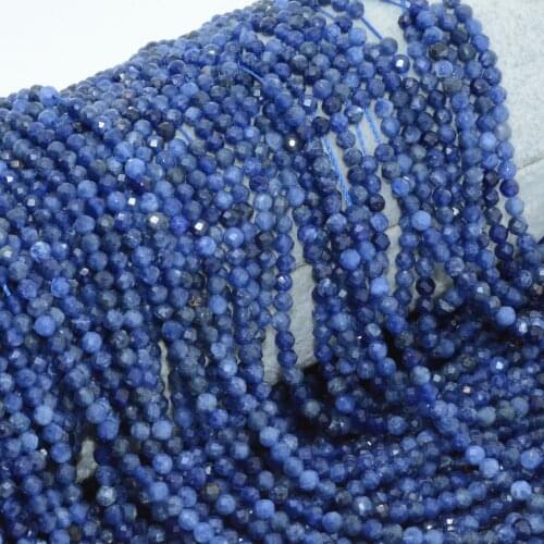 Natural Blue Sodalite Faceted Round Beads 3mm / 4mm