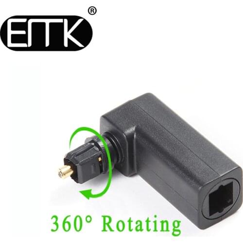 EMK Spdif Optical Connector Toslink 90 Degree Optical Audio Cable Adapter Male to Female Right Angle Stereo Audio 360 Rotates