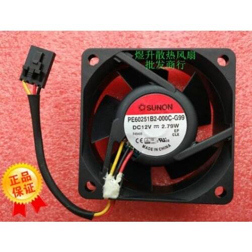 Original SUNON PE60251B2-000C-G99 DC 12V 2.79W 60*60*25MM (3 Wire 4 Plug) Power Dissipation Cooling Fan
