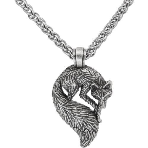 Men women wolf slvas fox necklace