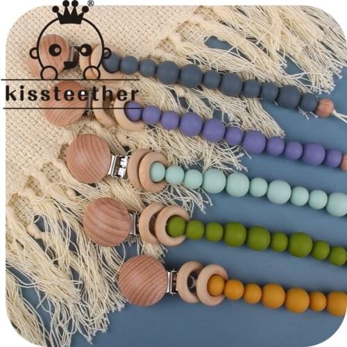 Kissteether Silicone Baby Anti-drop Chain Pacifier Clips No BPA Infant Nipple Appease Soother Chain Clips Dummy Holder
