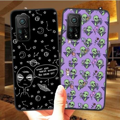 Cute Alien Space UFO Phone Case For Xiaomi Mi 10T Lite 10 Ultra Redmi Note 9S 7 8 9 Note9 Pro 8T Black Soft Silicone Cover