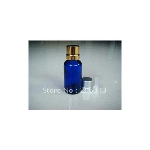 30ml blue essential oil bottle with electric aluminum+plastic dropper for cosmeticl packaging,glass bottles