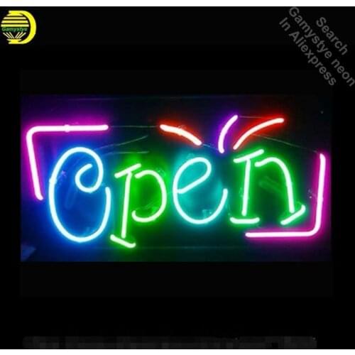 Super Bright OPEN Business Store Neon Bulbs Real Glass Tube Handcrafted Neon Sign Recreation Room Garage Custom Attract 17x12